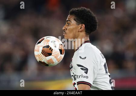 Naples, Italie. 02 mai 2024. Amine Adli de Leverkusen en action lors de l'UEFA Europa League, demi-finales, match de 1ère manche entre AS Roma et Bayer Leverkusen le 2 mai 2024 au Stadio Olimpico à Rome, Italie - photo Federico Proietti/DPPI crédit : DPPI Media/Alamy Live News Banque D'Images