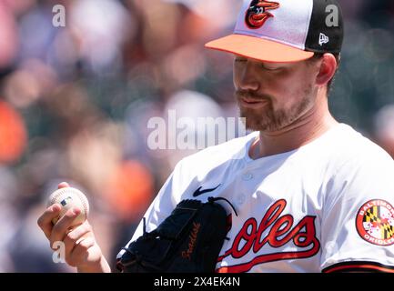 Baltimore, États-Unis. 02 mai 2024. BALTIMORE, MD - 02 MAI : les Orioles de Baltimore débutent le lanceur Kyle Bradish (38) lors d'un match MLB entre les Orioles de Baltimore et les Yankees de New York, le 2 mai 2024, à Orioles Park à Camden Yards, à Baltimore, dans le Maryland. (Photo de Tony Quinn/SipaUSA) crédit : Sipa USA/Alamy Live News Banque D'Images