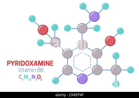 Illustration de formule de molécule de vitamine B6 de pyridoxamine Illustration de Vecteur