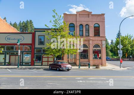 États-Unis, État de Washington, Palouse, Palouse. Rue principale, vieux bâtiments, façades de magasins. (Usage éditorial uniquement) Banque D'Images