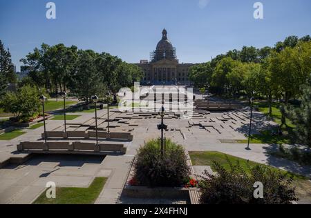 Old Edmonton avec bâtiment historique et architecture moderne Banque D'Images