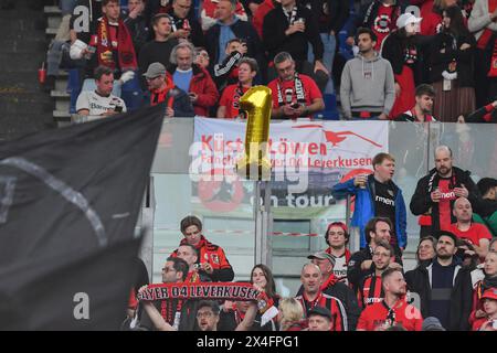 Rome, Italie. 02 mai 2024. Les fans de Bayer Leverkusen vus lors du match de première manche en demi-finale de l'UEFA Europa League entre L'AS Roma et Bayer Leverkusen au stade olympique. Score final ; Roma 0;2 Bayer Leverkusen. Crédit : SOPA images Limited/Alamy Live News Banque D'Images