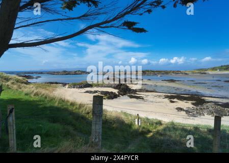 En regardant vers le nord jusqu'à la côte au parcours de golf de Traigh 9 trous sur l'A830 entre Arisaig et Morar. WESTERN Highlands, Écosse, Royaume-Uni Banque D'Images