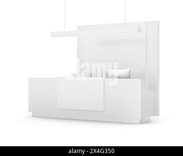 Rendu 3D de la maquette de réception sur fond blanc Banque D'Images