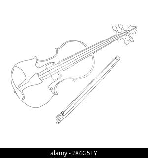 Dessin d'un violon au trait. Icône violon en ligne continue. Icône d'une ligne. Illustration vectorielle Illustration de Vecteur