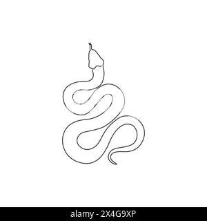 Dessin en ligne continue unique de serpent venimeux pour l'identité du logo de l'entreprise. Concept de mascotte mamba noir mortel pour icône de marque de l'entreprise. Une ligne moderne Illustration de Vecteur