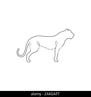 Un dessin de ligne continue de guépard dangereux pour l'identité de logo d'entreprise. Concept d'emblème de mascotte de léopard fort pour l'icône du parc de conservation. Tendance s Illustration de Vecteur