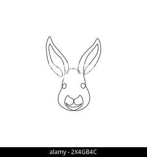 Un dessin en ligne continue de la tête de lapin adorable pour l'identité du logo du club d'amoureux des animaux. Concept de mascotte d'animal lapin mignon pour l'icône de magasin de poupée pour enfants. Péché Illustration de Vecteur