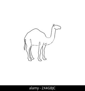 Un dessin simple de chameau arabe du désert fort pour l'identité du logo. Concept d'animal mammifère mignon pour l'icône de l'élevage du bétail. Ligne continue moderne Illustration de Vecteur