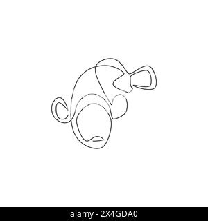 Un dessin simple ligne de poisson clown mignon pour l'identité de logo de réservoir d'aquarium. Concept de mascotte de poisson anémone pour icône du monde sous-marin. Tracé de ligne continu Illustration de Vecteur