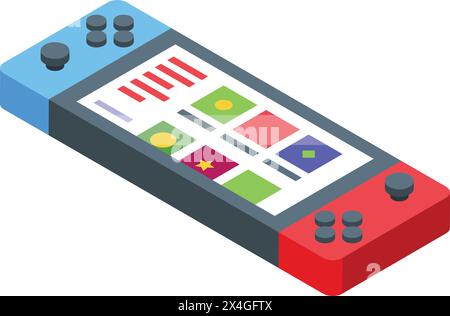 Vecteur isométrique d'icône de dispositif portable de jeu. Gadget de jeu. Console de l'appareil Illustration de Vecteur