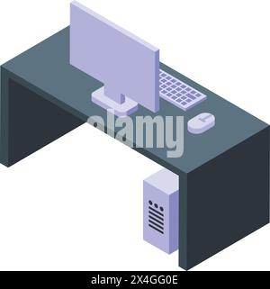 Vecteur isométrique d'icône de bureau d'ordinateur de jeu. Matériel multimédia. Bureau Studio Illustration de Vecteur