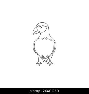 Un dessin simple ligne de macareux drôle pour l'identité du logo de l'organisation. Adorable concept de mascotte d'oiseau de mer pour l'icône du parc national de conservation. Moderne c Illustration de Vecteur