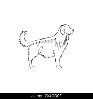 Un dessin en ligne continue de chien Golden retriever mignon pour l'identité du logo de l'entreprise. Concept de mascotte de chien de race pure pour icône d'animal de compagnie amicale de pedigree. Moderne Illustration de Vecteur