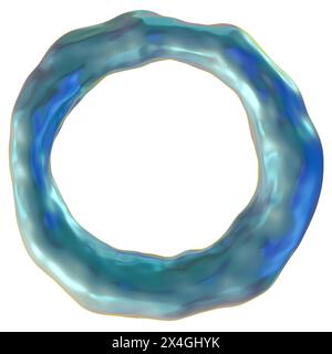 Abstrait, forme 3D holographique isolé sur fond blanc. Surface métallique irisée. Dégradé de couleurs, style y2k. Découpez tendance et futuriste Banque D'Images