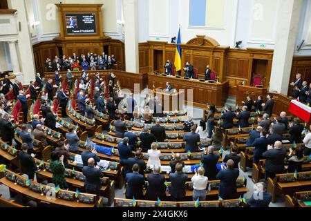 Kiev, Ukraine. 18 février 2022. Le maréchal du Sénat de Pologne Tomasz Grodzki intervient devant le Parlement ukrainien (Verkhovna Rada) lors de sa visite à Kiev. (Photo de Oleksii Chumachenko/SOPA images/SIPA USA) crédit : SIPA USA/Alamy Live News Banque D'Images