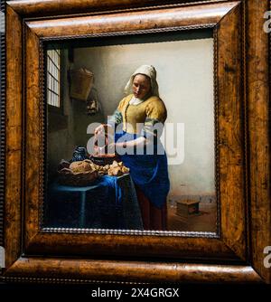 La peinture de Milkmaid par Johannes Vermeer, Rijksmuseum, Amsterdam, Hollande Banque D'Images