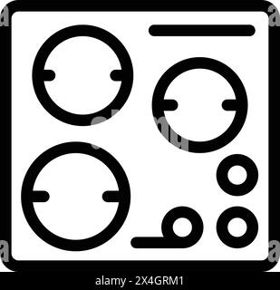Vecteur de contour d'icône de poêle à induction. Ustensiles de cuisine électriques. Surface de cuisson électrique Illustration de Vecteur