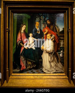 La Vierge à l'enfant intronisé, avec les saints Jérôme et Jean-Baptiste et un moine chartreux, Jan Provoost, Rijksmuseum, Amsterdam, pays-Bas. Banque D'Images