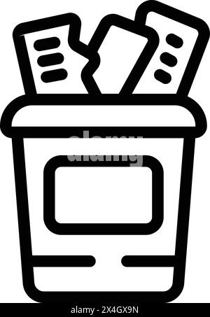 Vecteur de contour d'icône de corbeille. Poubelle. Conteneur de gestion des déchets Illustration de Vecteur