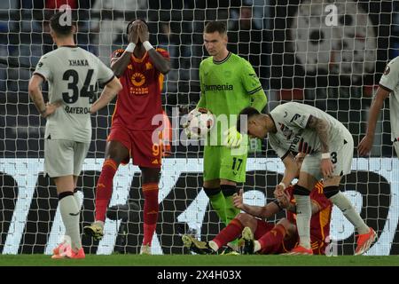 Roma, Italie. 02 mai 2024. Tammy Abraham de Roma lors du match de première manche en demi-finale de l'UEFA Europa League entre L'AS Roma et le Bayer 04 Leverkusen au stade olympique de Rome, Italie, jeudi 2 mai 2024. (Alfredo Falcone/LaPresse) crédit : LaPresse/Alamy Live News Banque D'Images