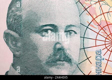 Jovan Cvijic un gros portrait de l'argent serbe - Dinar Banque D'Images
