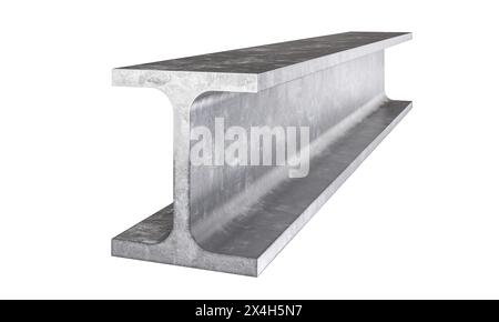 Acier i-beam isolé sur fond blanc rendu 3D. Banque D'Images
