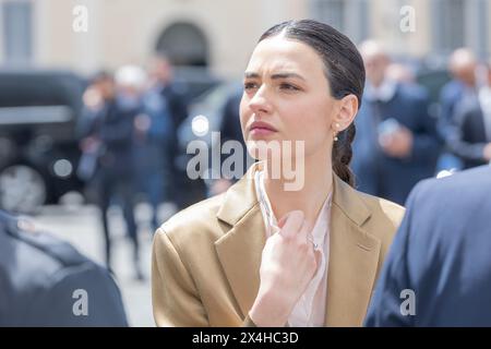 3 mai 2024, Rome, Italie : L'actrice Romana Maggiora Vergano quitte le palais du Quirinal après la cérémonie de remise des David di Donatello Awards à Rome (crédit image : © Matteo Nardone/Pacific Press via ZUMA Press Wire) USAGE ÉDITORIAL SEULEMENT! Non destiné à UN USAGE commercial ! Banque D'Images