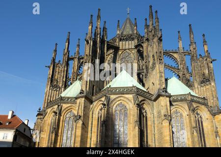 Buttresse volante de la cathédrale St Vitus de Prague Banque D'Images