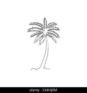 Un dessin au trait continu de cocos nucifera. Concept décoratif d'arbre de palmier de noix de coco pour le logo de la société de plantation et l'impression d'affiche de décoration murale d'art à la maison. Illustration de Vecteur