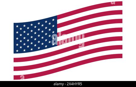 Drapeau américain en forme de vague isolé sur fond blanc ou transparent, drapeau des États-Unis Illustration de Vecteur