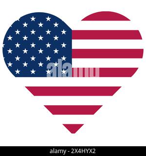 Drapeau américain en forme de coeur isolé sur fond blanc ou transparent, drapeau des Etats-Unis Illustration de Vecteur