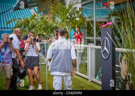 Miami Gardens, Floride, États-Unis. 3 mai 2023. 44 Lewis Hamilton (GBR) Mercedes-AMG Petronas, Grand Prix F1 de Miami à Miami Autodrome à Miami Gardens, Floride, États-Unis. Crédit : Yaroslav Sabitov/YES Market Media/Alamy Live News. Banque D'Images