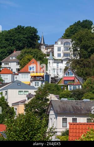 Villas dans le Treppenviertel, immeuble résidentiel, quartier Blankenese, Hambourg, Allemagne Banque D'Images