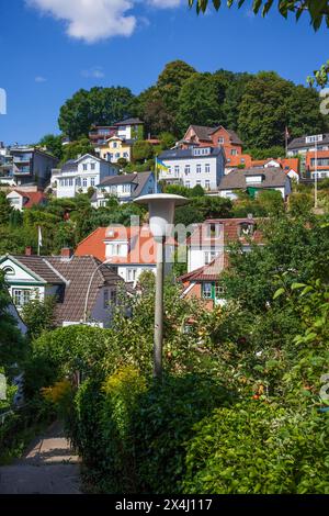 Suellberg avec villas dans le Treppenviertel, immeuble résidentiel, quartier Blankenese, Hambourg, Allemagne Banque D'Images