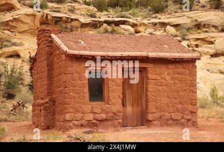 Cabane historique Behunin dans le parc national de Capitol Reef, Utah Banque D'Images