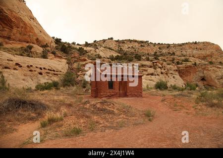 Cabane historique Behunin dans le parc national de Capitol Reef, Utah Banque D'Images