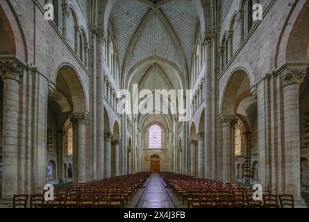 Nef, Cathédrale Saint-Julien-du-Mans romane-gothique, le Mans, Sarthe, pays de la Loire, France, Europe Banque D'Images