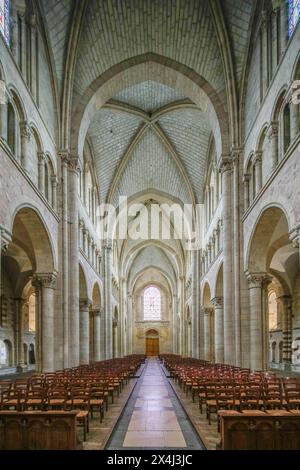 Nef, Cathédrale Saint-Julien-du-Mans romane-gothique, le Mans, Sarthe, pays de la Loire, France, Europe Banque D'Images