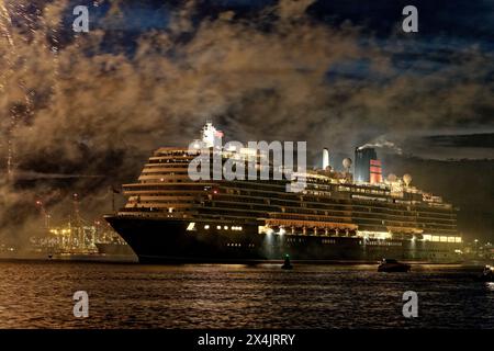 Southampton, Royaume-Uni, 03/05/2024, le Queen Anne de Cunard quitte le port de Southampton pour sa première croisière. Crédit : Michael Palmer/Alamy Live News Banque D'Images