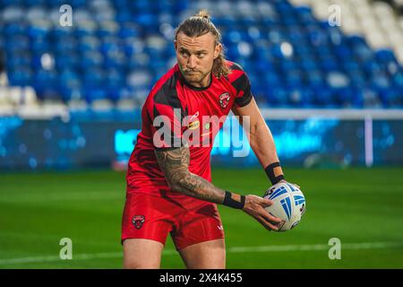 Huddersfield, Yorkshire, Royaume-Uni. 3 mai 2024. Super League Rugby : Huddersfield Giants vs Salford Red Devils au stade John Smith. Échauffement avant match CHRIS HANKINSON. Crédit James Giblin/Alamy Live News. Banque D'Images