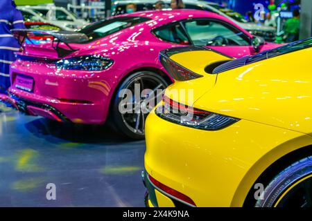 Porsche Yellow car Modify de TECHART. Challenger Hall, impact Muangthong. Salon international de l'automobile. Thaïlande, Bangkok 07 avril 2024. Banque D'Images