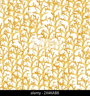 Vie marine. algues, jaune, faune, modèle sans couture, illustration, aquatique, papier peint, texture, impression Banque D'Images