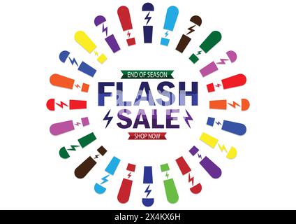 Modèle de conception de bannière de vente flash, Grande offre spéciale de vente. bannière d'offre spéciale de fin de saison. Conception de modèle de bannière Flash Sales pour les médias sociaux et Illustration de Vecteur