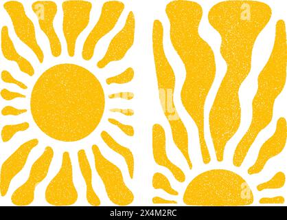 Sun Groovy rétro Elements set illustration vectorielle Illustration de Vecteur
