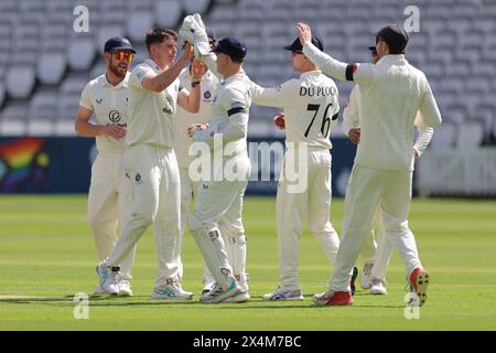 Londres. 4 mai 2024. Action lors de la deuxième journée du County Championship Division Two match entre le Middlesex et le Leicestershire au Lord’s Cricket Ground. Crédit : Matthew Starling / Alamy Live News Banque D'Images