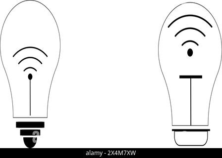 Technologie d'ampoule d'icône WiFi, ampoule et icône de vecteur de connexion sans fil Illustration de Vecteur