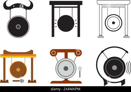 Icône de gong ou instrument de musique traditionnel indonésien, conception de symbole d'illustration vectorielle Illustration de Vecteur