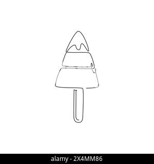 Un dessin en ligne continue de l'emblème du restaurant du magasin de popsicles américain frais délicieux. Snack apéritif café boutique logotype concept de modèle. M Illustration de Vecteur