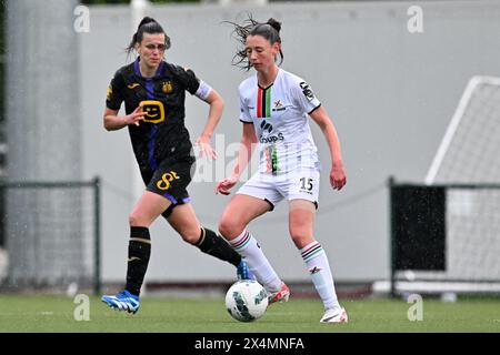Oud Heverlee, Belgique. 04 mai 2024. Aurelie Reynders (15 ans) de l'OHL photographiée lors d'un match de soccer féminin entre Oud Heverlee Leuven et RSC Anderlecht le 7e jour des play offs de la saison 2023 - 2024 de la Super League belge des femmes du loto, le samedi 4 mai 2024 à Oud Heverlee, Belgique . Crédit : Sportpix/Alamy Live News Banque D'Images